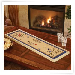 Mainstreet Classics 4 in 1 Wood Shuffleboard with Ring Toss, Flick Football and Horseshoes
